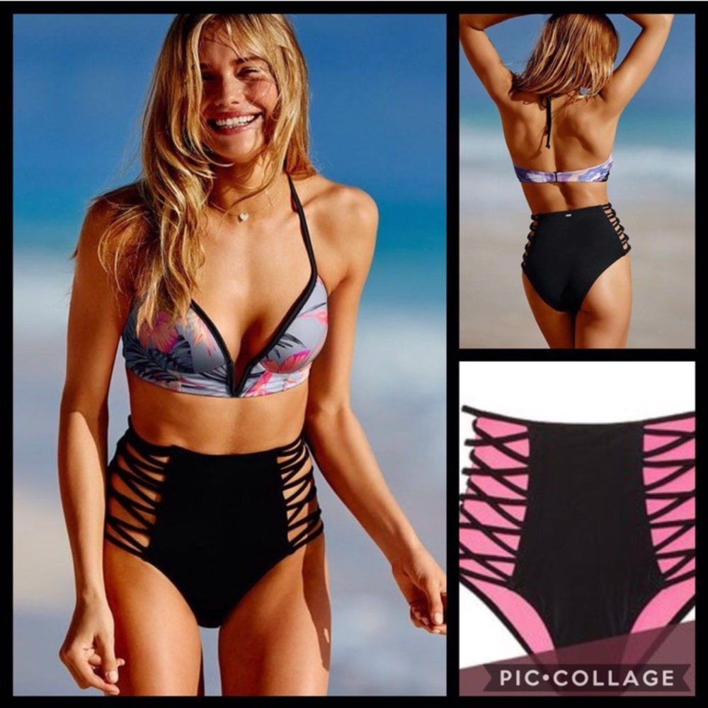 PINK High Waisted Swim Bottoms